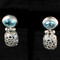 Oval Gemstone Post Dangle Earrings in Blue Topaz