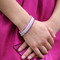 Swarovski Crystal Stretch Bracelets shown in (top to bottom) Rose, White Opal, Clear & Fuchsia in Silver.