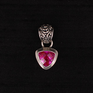 Rose Corrundum Trillion-Cut Pendant