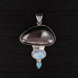Rainbow Obsidian, Moonstone & Labradorite Pendant