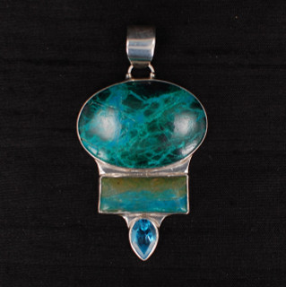 Chrysocolla & Blue Topaz Pendant
