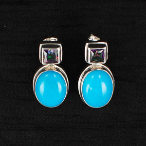 Turquoise & Square Mystic Topaz Earrings