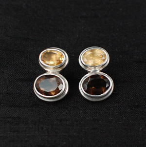 Smoked Topaz & Citrine Post Earrings