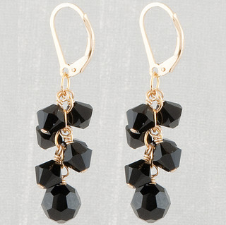 Crystal Cluster Earrings in 18k Gold Vermeil Jet (Black)