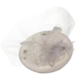 White Feather Clear Crystal Fascinator
