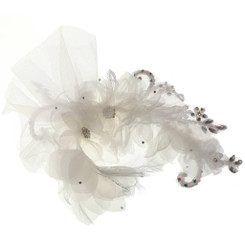 White Decorative Crystal Lace Fascinator
