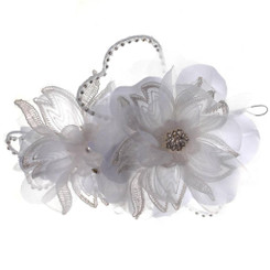 White Flower & Crystal Fascinator