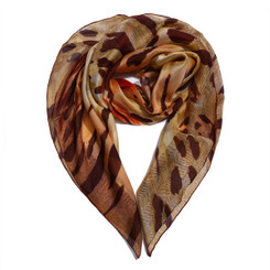 Brown Animal Print Chiffon Scarf