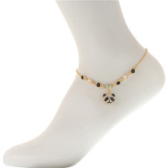 Neoglory Cute Clear/Black Crystal Panda Anklet Gold/Silver Plated Ank16