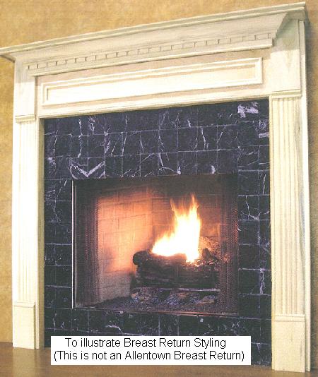 Fireplace mantel breat return style
