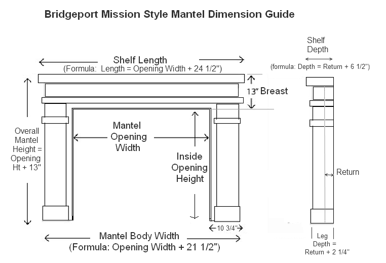 Bridgeport Mission Style Mantel Specifications