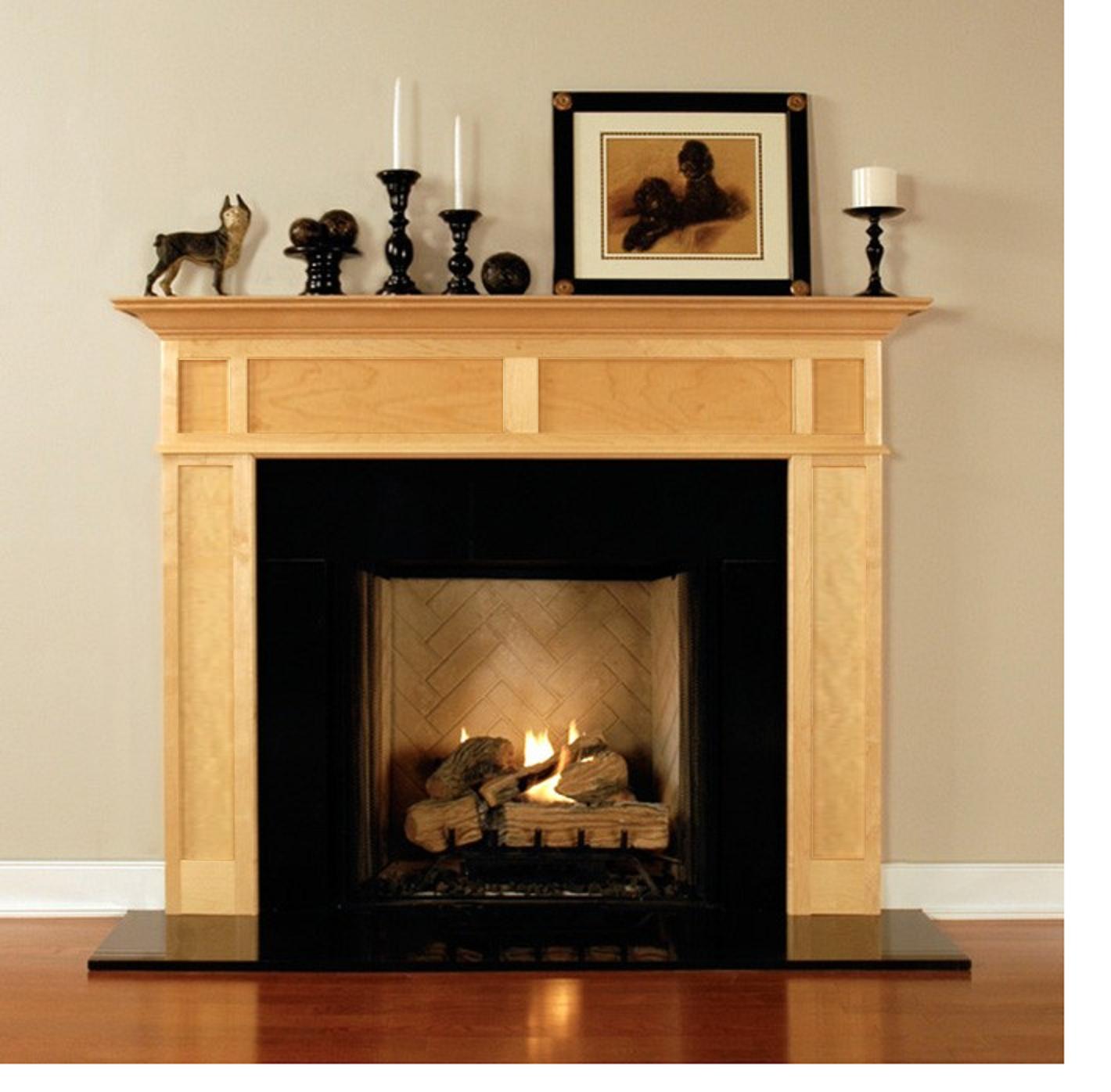 Wood Fireplace Mantel Surrounds Americana Collection   Compton Mantel Less Trim Maple Front 