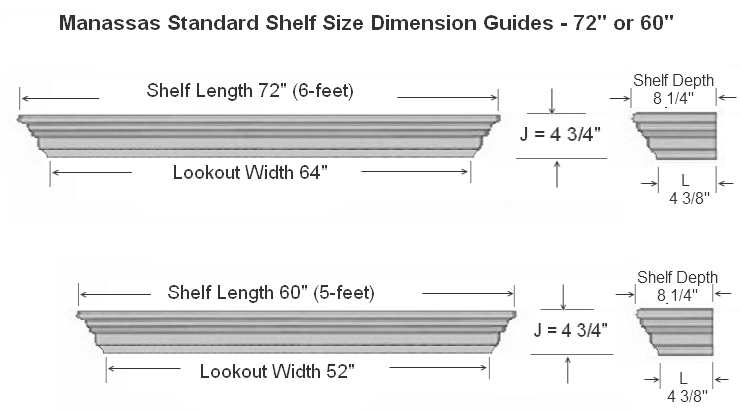 Manassas Standard Mantel Shelf Specifications