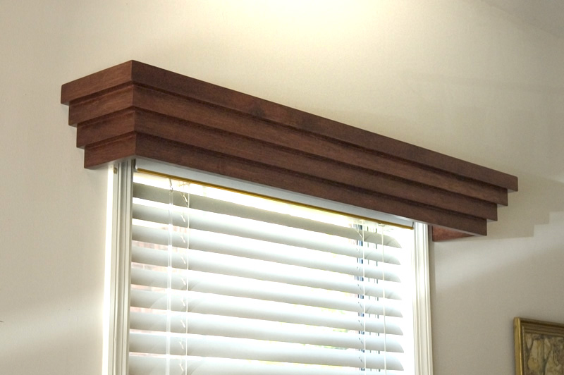 A modern window cornice in wood