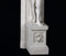Ornate plinths support Hercules on this reproduction antique marble mantel