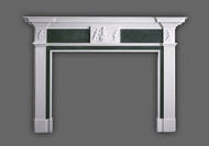 The standard basic model can be transformed into a customized marble mantel with your choice of frieze decorations and color panels.
