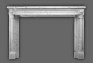 The Versailles French Marble Mantel features Louis XVI Neoclassical styling with tapered leg columns