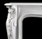 Recessed spandrel panels and fine detail mark this marble mantel.  Italian Bianco marble