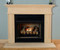 The Vinemont stone mantel fits 36-inch fireplaces