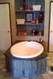 Weathered Cedar Wood Paneling featured in a rustic master bathroom spa remodel