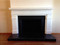 Brigeport mission style fireplace mantel painted white, show with our Black Slate hearth (sealer applied by customer)