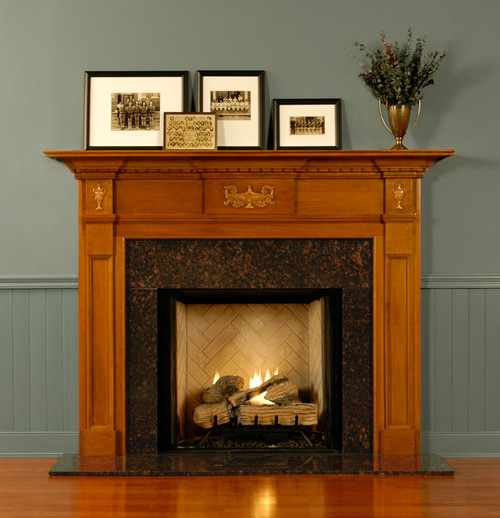 The beautiful lantern appliques enhance the St George fireplace mantel.