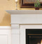 This stone fireplace mantel has simulated grout lines in the header and on the hearth