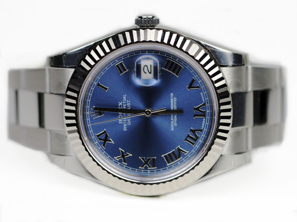 rolex datejust roman numerals blue dial