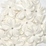 1.5" Charming Blossom - White w/ Silver Dragee (12 per box)