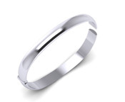 Plain solid silver round bangle with catch