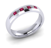 ER002-54 3mm Channel Set Princess Cut Pink Sapphire and Diamond Eternity Ring 43pts