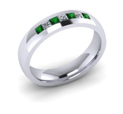 ER005-86 3mm Channel Set Princess Cut Emerald and Diamond Eternity Ring 43pts