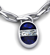 Half Moon Sapphire & Diamond Pendant 