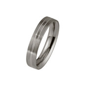 Titanium 4mm Flat Court Ring with Two Different Finishes Equally Divided Across The Ring 