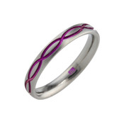 Titanium 3mm Court Ring with Pinky/Red Pattern