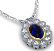 Sapphire and Diamond Rubover Pendant.