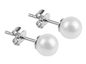 Silver Round Pearl Studs Freshwater Pearls White