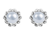 Silver Crystal & White Freshwater Studs Earrings