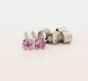 Pink Sapphire Claw Set Earrings