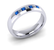 ETG65CS 3mm Channel Set Princess Cut Ceylon Sapphire and Diamond Eternity Ring 43pts