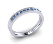 ETG90BT 3mm Channel Set Brilliant Cut Blue Topaz and Diamond Eternity Ring 40pts