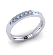 ETG90LD 3mm Channel Set Brilliant Cut Treated Blue Diamond and Diamond Eternity Ring 30pts