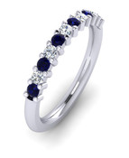 ETG100DS 3mm Claw Set Brilliant Cut Dark Blue Sapp and Diamond Eternity Ring 62pts