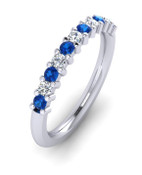 ETG100CS 3mm Claw Set Brilliant Cut Ceylon Sapphire and Diamond Eternity Ring 62pts