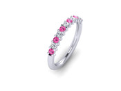 ETG100PS 3mm Claw Set Brilliant Cut Pink Sapphire and Diamond Eternity Ring 62pts