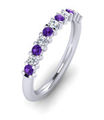 ETG100AM 3mm Claw Set Brilliant Cut Amethyst and Diamond Eternity Ring 62pts