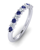 ETG100TA 3mm Claw Set Brilliant Cut Tanzanite and Diamond Eternity Ring 62pts