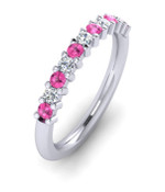 ETG100PD 3mm Claw Set Brilliant Cut Treated Pink Diamond and Diamond Eternity Ring 55pts