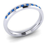 ETG102CS 3mm Channel Set Brilliant Cut Ceylon Sapphire and Diamond Eternity Ring 25pts