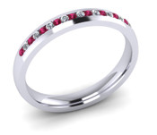 ETG102PS 3mm Channel Set Brilliant Cut Pink Sapphire and Diamond Eternity Ring 25pts